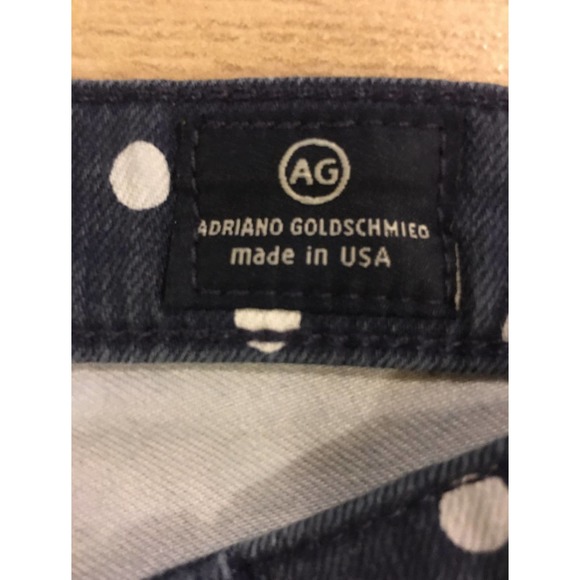 Ag Adriano Goldschmied Polka Dot "The Stevie Ankle" Jeans 25R Navy Blue& White - Picture 8 of 12